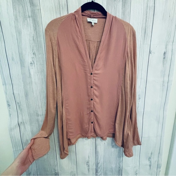Lucky Brand Dusty Rose Pink Button Down Top Shirt Size Small S - Picture 3 of 6